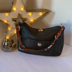 Coach Black Turn Lock Chelsea Pebbled Leather Shoulder Bag